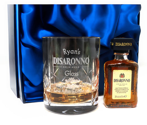 Personalised Crystal Glass Tumbler & Miniature - Disaronno Design