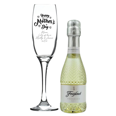 Personalised Fusion Flute & 20cl Prosecco in Silk Gift Box - Mother's Day Design