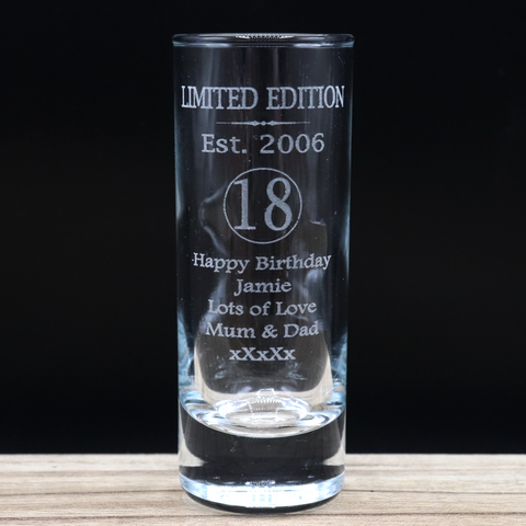 Personalised 18th Birthday Est 2006 Limited Edition Shot Glass & Heart Photo Miniature Alcohol Gift Set