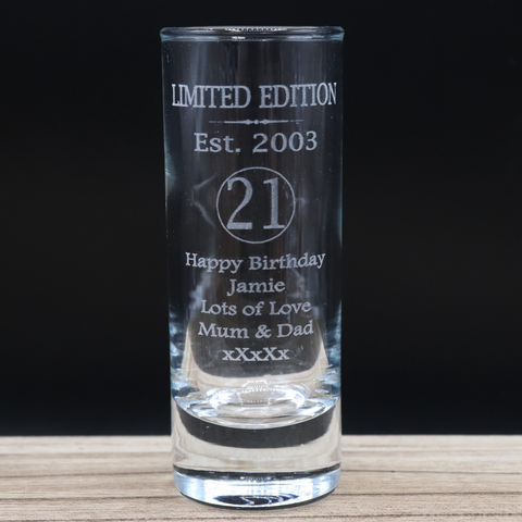 Personalised 21st Birthday Est 2003 Limited Edition Shot Glass & Heart Photo Miniature Alcohol Bottle