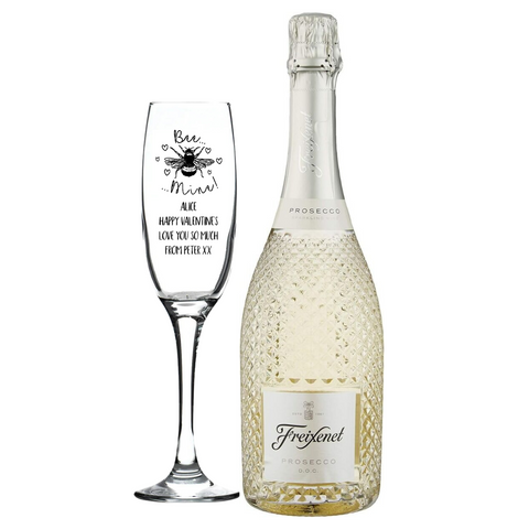 Personalised Fusion Flute & 75cl Prosecco - Bee Mine Design