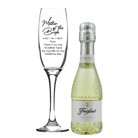 Personalised Fusion Flute & 20cl Prosecco in Silk Gift Box - Mother of the Bride Wedding Design