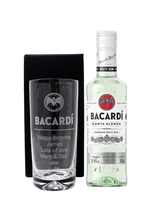 Personalised Highball Glass & Bacardi - Label Design