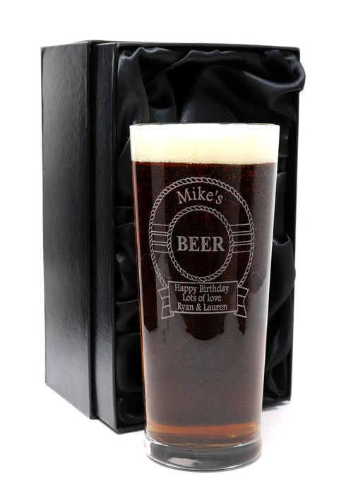 Personalised Engraved Pint Glass - Beer Design