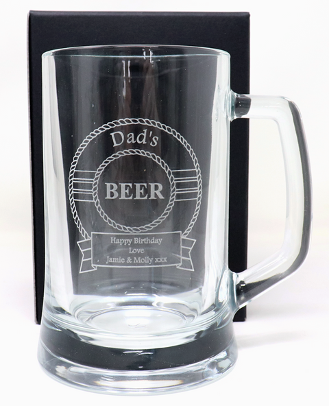 Personalised Pint Glass Tankard & 6 Bottles of Hawkstone Beer Gift Set - Beer Design