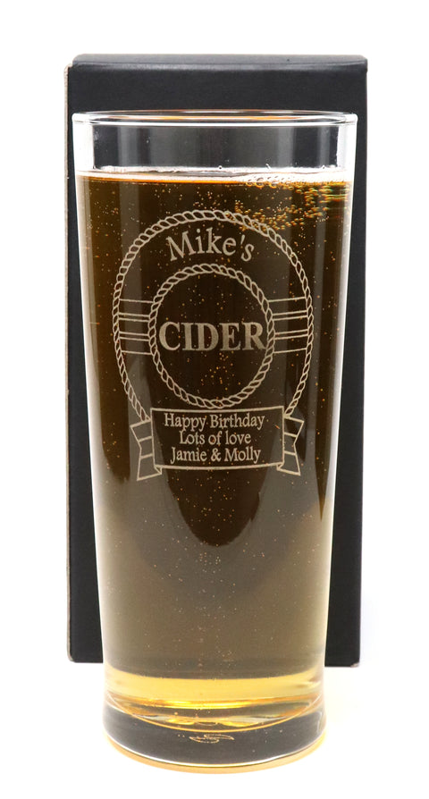 Personalised Pint Glass & 6 Bottles of Cider Gift Set - Cider Design