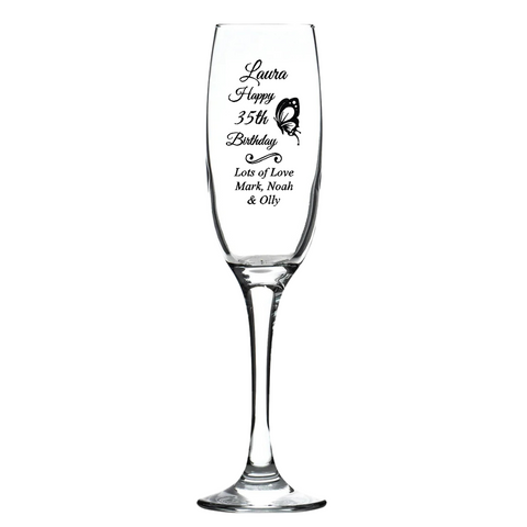 Personalised Fusion Prosecco Flute - Birthday Butterfly Design