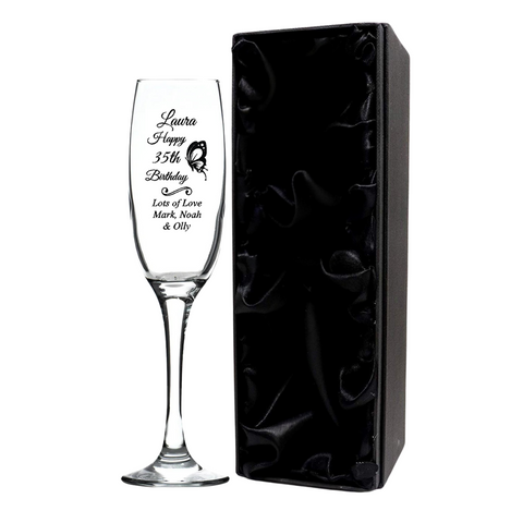 Personalised Fusion Prosecco Flute - Birthday Butterfly Design