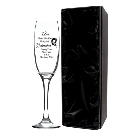 Personalised Fusion Champagne Flute - Godmother Butterfly Design