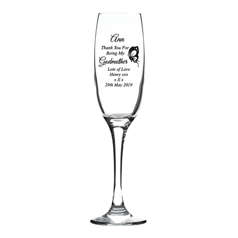 Personalised Fusion Champagne Flute - Godmother Butterfly Design