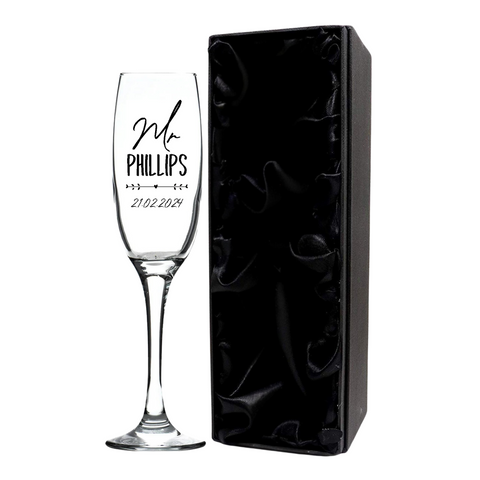 Personalised Fusion Champagne Flute - Mr/Mrs Wedding/Anniversary Design