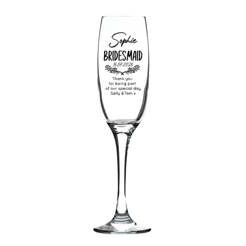 Personalised Fusion Champagne Flute - Bridesmaid Wedding Design