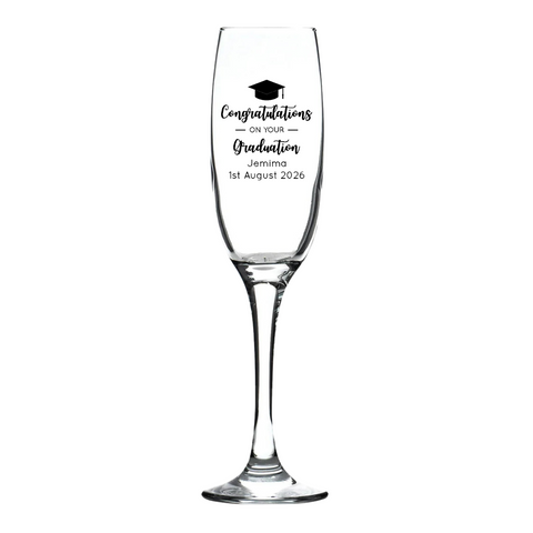 Personalised Fusion Champagne Flute Glass - New Graduation Design