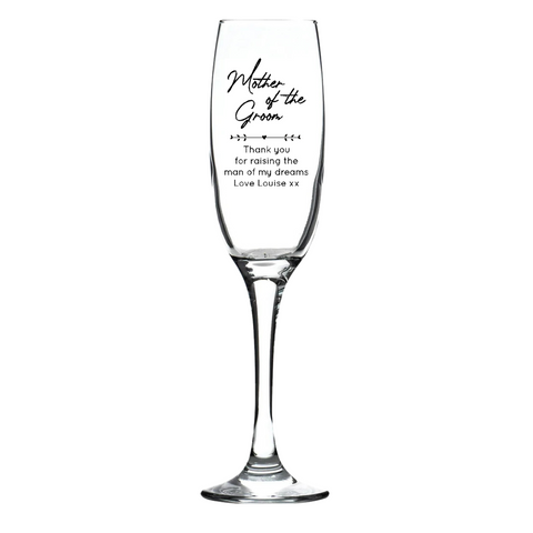 Personalised Fusion Champagne Flute - Mother of the Groom Wedding Design