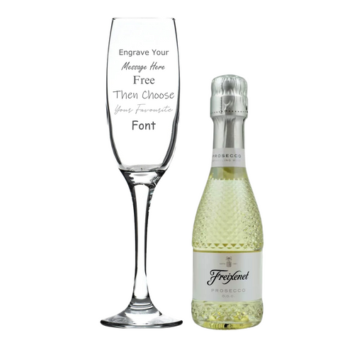 Personalised Fusion Flute & 20cl Prosecco in Silk Gift Box