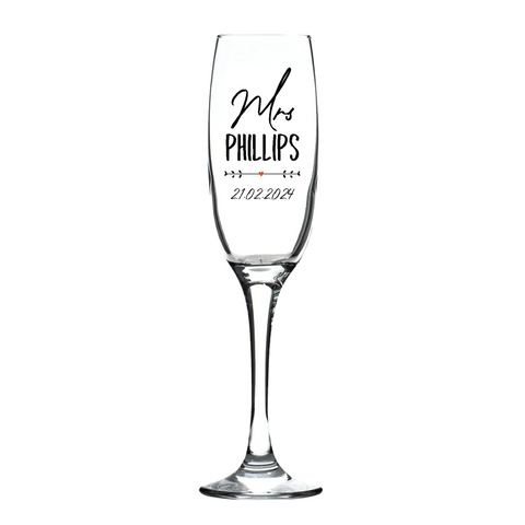 Personalised Fusion Champagne Flute - Mr/Mrs Wedding/Anniversary Design