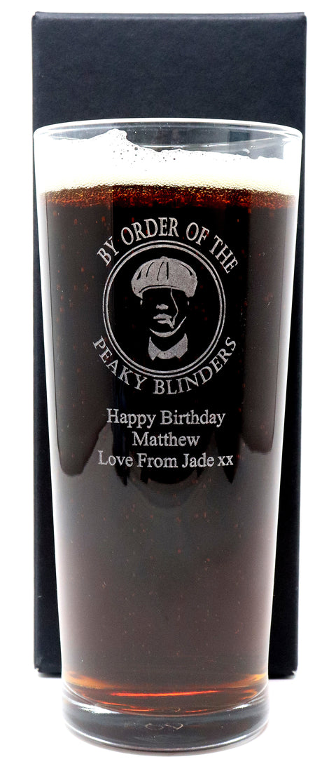 Personalised Pint Glass & 6 Bottles of Beer Gift Set - Peaky Blinders Design