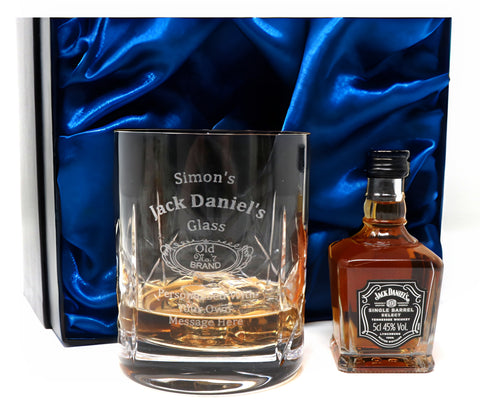 Personalised Crystal Glass Tumbler & Miniature - Jack Daniels Design