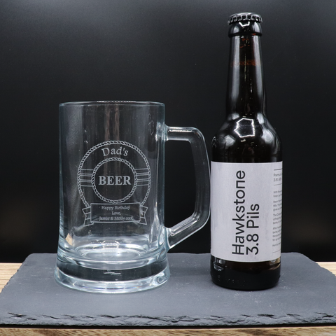 Personalised Pint Glass Tankard & Bottle of Hawkstone Beer - Beer Design