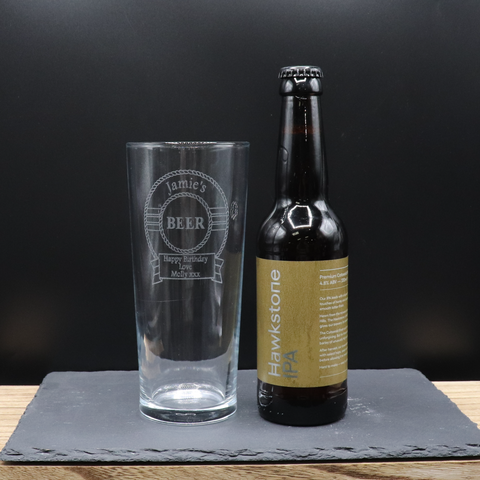 Personalised Pint Glass & Beer Gift Set - Beer Design