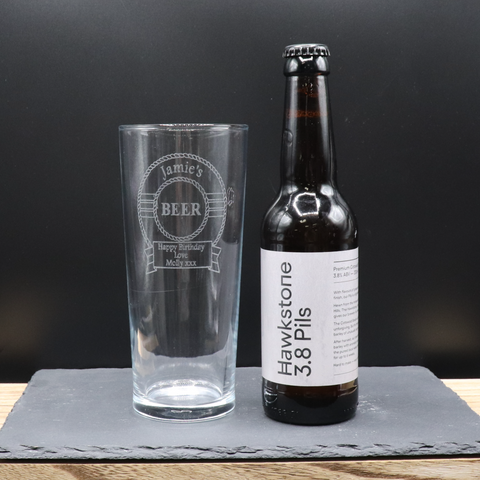 Personalised Pint Glass & Beer Gift Set - Beer Design