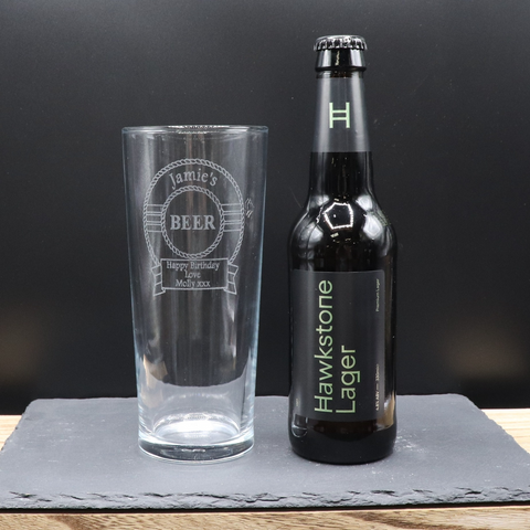 Personalised Pint Glass & Beer Gift Set - Beer Design