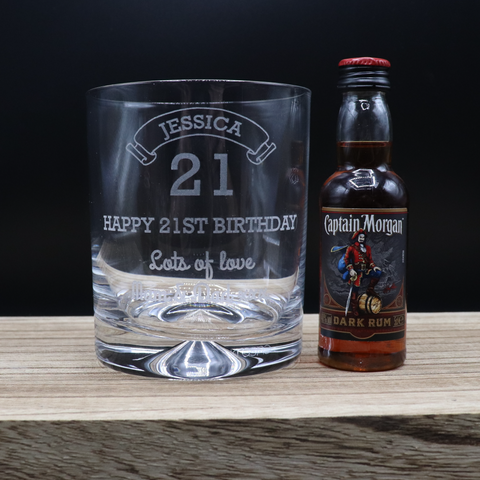 Personalised Birthday Age Glass Tumbler & Miniature Alcohol Gift Set