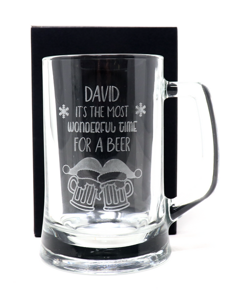 Personalised Pint Glass Tankard & Bottle of Hawkstone Beer - Christmas Beer Design