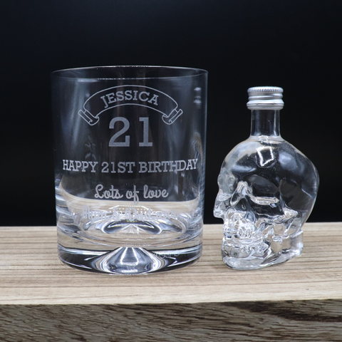 Personalised Birthday Age Glass Tumbler & Miniature Alcohol Gift Set