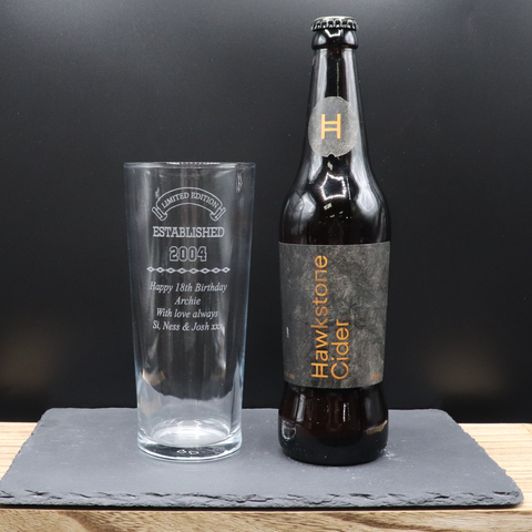 Personalised Pint Glass & Beer/Cider - Established Birthday Design