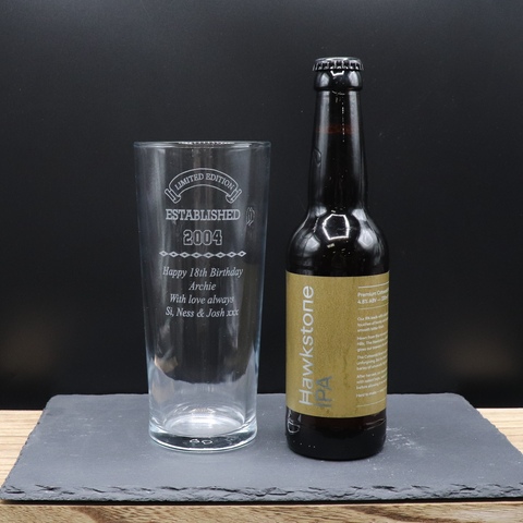 Personalised Pint Glass & Beer/Cider - Established Birthday Design