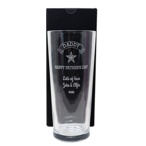 Personalised Pint Glass & Guinness Hamper Gift Box - Father's Day Design