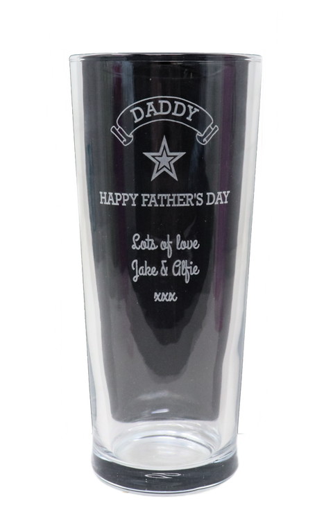 Personalised Engraved Pint Glass - Father's Day Design