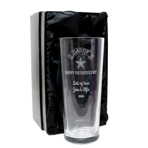 Personalised Engraved Pint Glass - Father's Day Design