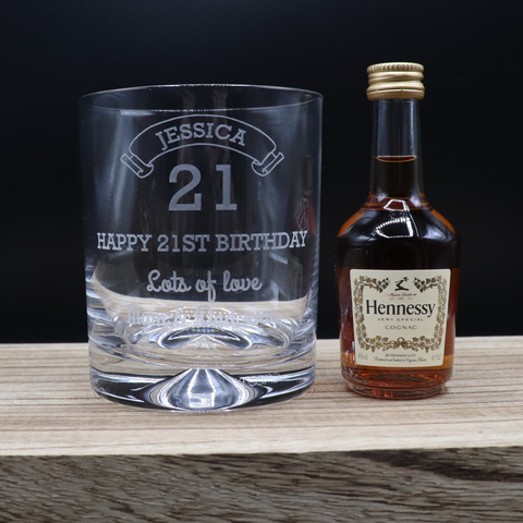 Personalised Birthday Age Glass Tumbler & Miniature Alcohol Gift Set