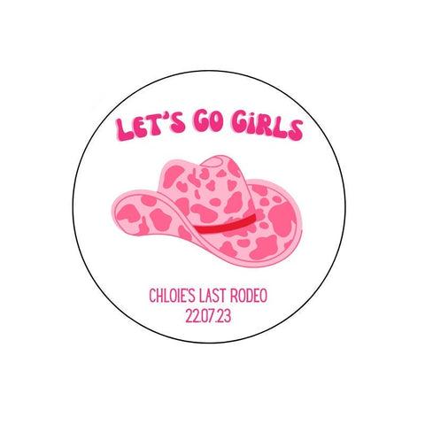 Personalised Let's Go Girls Cowboy Hat Hen Do Design Edible Drinks Toppers