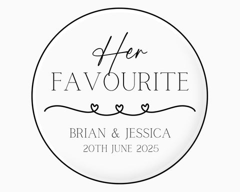 Personalised Wedding His/Her Favourite Design Glossy Adhesive Stickers (Sheet of 24)