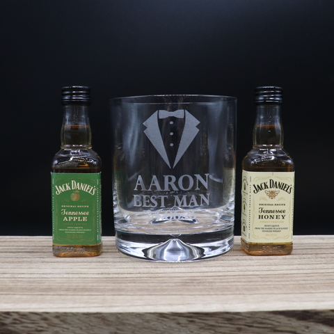 Personalised Best Man Wedding Glass Tumbler & Miniature Alcohol Gift Set