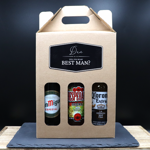 Personalised Kraft Beer Box & 3 Bottles of Lager Gift Set