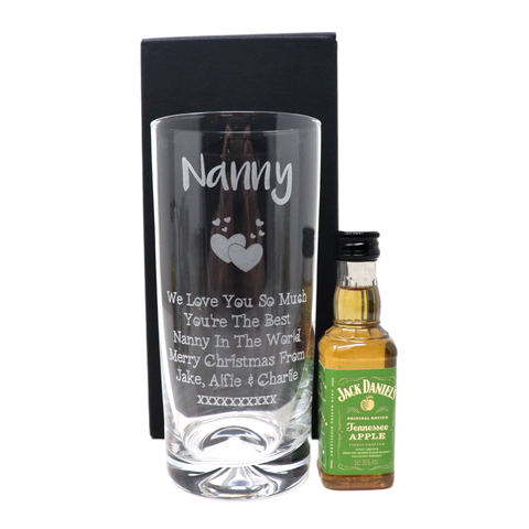 Personalised Nanny/Grandad Highball Glass & Miniature Alcohol Gift Set