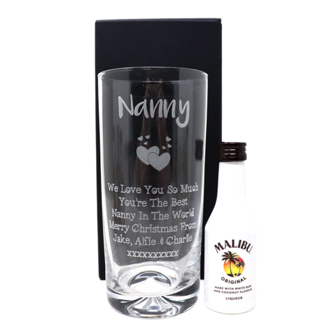 Personalised Nanny/Grandad Highball Glass & Miniature Alcohol Gift Set