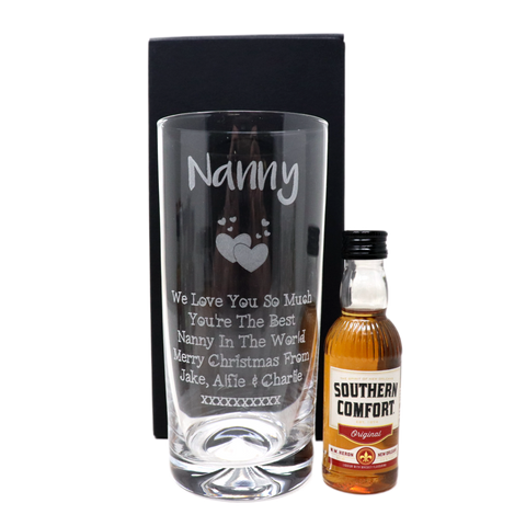 Personalised Nanny/Grandad Highball Glass & Miniature Alcohol Gift Set