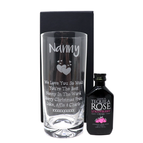 Personalised Nanny/Grandad Highball Glass & Miniature Alcohol Gift Set