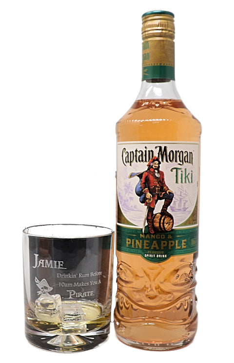 Personalised Glass Tumbler & 70cl Captain Morgan - Pirate Rum Design