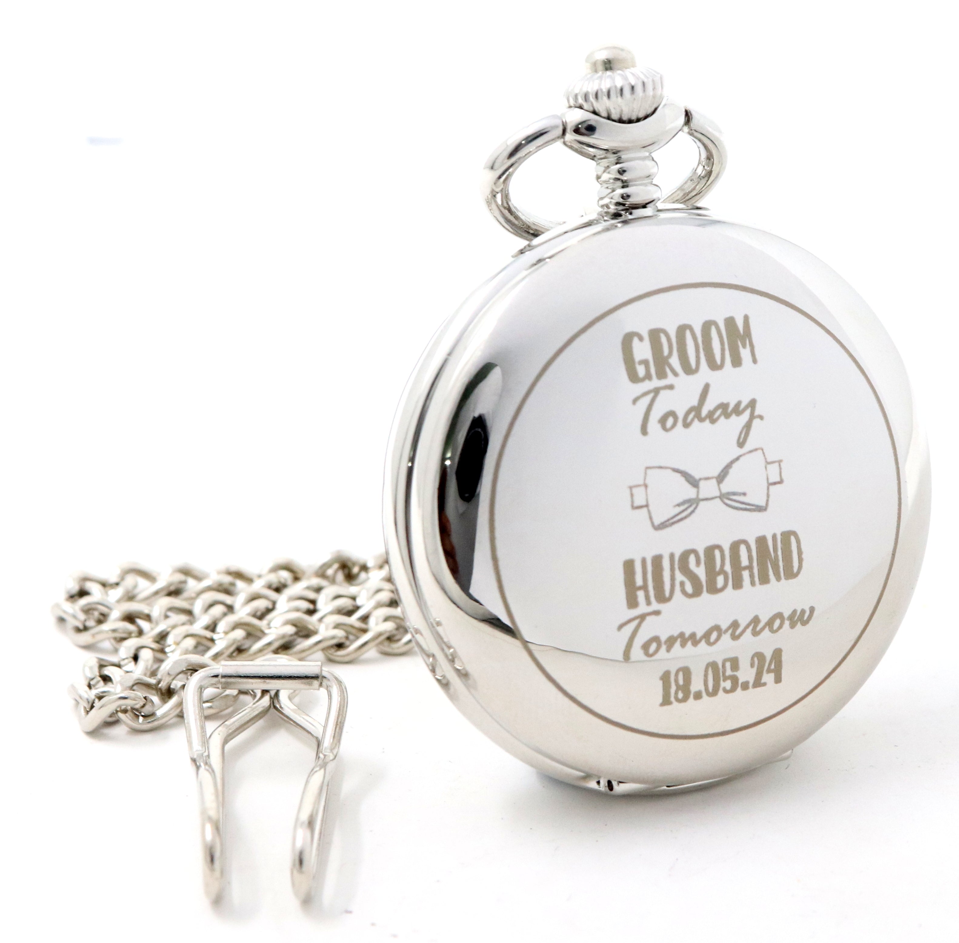 Engraved pocket shop watch groom